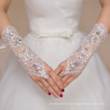 Long Finger See através de luvas de noiva com cristal